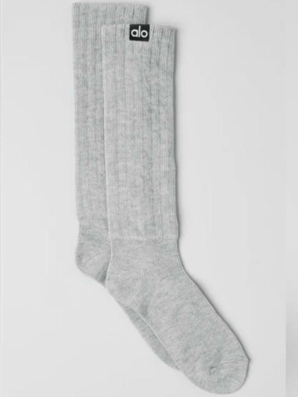 ALO Yoga Men's Light Gray Ribbed Crew Socks